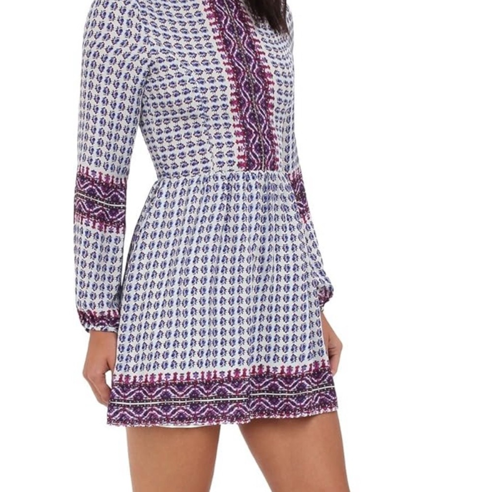 Patterned Purple and White Dress